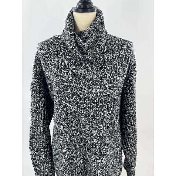 Everlane Black White Wool Cowl Neck Sweater Turtleneck XL - Picture 1 of 9